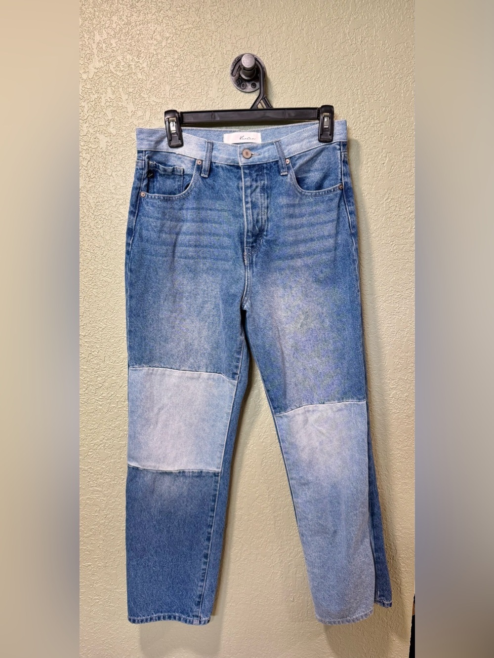 KanCan Two-Tone Blue Patchwork Straight Jeans 27